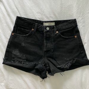 TOPSHOP "ashley" black denim shorts
